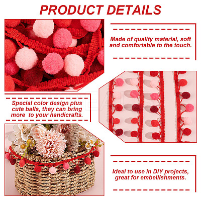 6.5 Yards Gradient Color Polyester Pom Pom Ball Tassel Ribbons DIY-GA0006-95D-1
