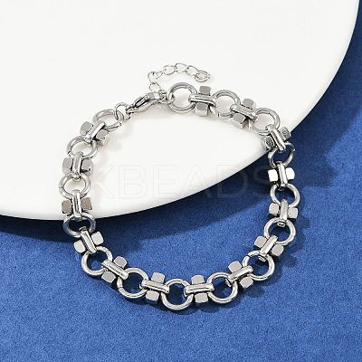 304 Stainless Steel Link Chain Bracelets BJEW-H207-01A-P-1