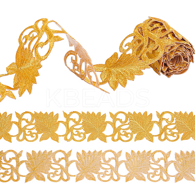 2M Floral Embroidery Iron on/Sew on Polyester Ribbon Patches OCOR-FG0001-75D-1