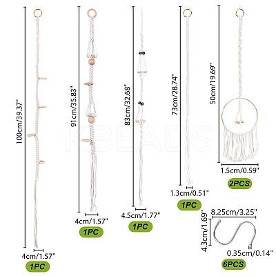 5Pcs 5 Styles Cotton Macrame Plant Hangers AJEW-GA0007-83-1