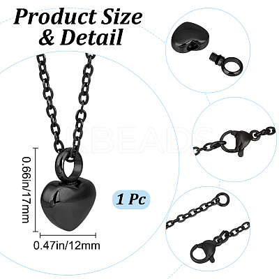 Stainless Steel Urn Ashes Necklace NJEW-CN0001-03B-1