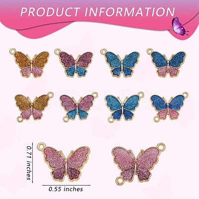 20Pcs Butterfly Alloy Enamel Pendants & Links Connectors JX228A-1
