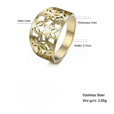 Flower Pattern Hollow Out 304 Stainless Steel Finger Rings FS-WGDCC5F-06-1