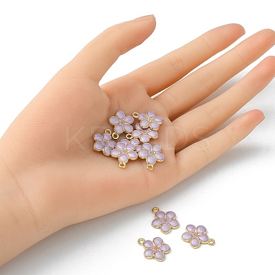 10Pcs Light Gold Plated Alloy Enamel Pendants ENAM-YW0002-15A-1