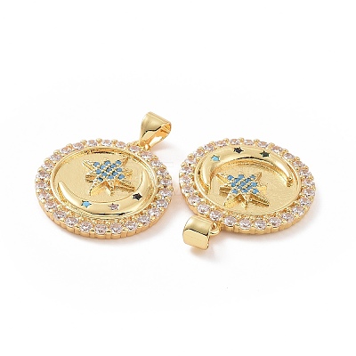 Brass Micro Pave Cubic Zirconia Pendants ZIRC-P106-30G-1