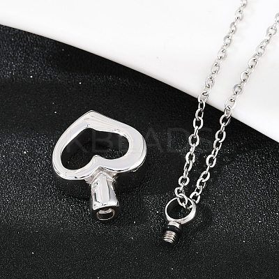 304 Stainless Steel Heart Pendant Pet Urn Ashes Necklaces LS-NJEW-S455-03P-1