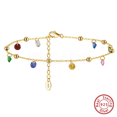 925 Sterling Silver Anklets AJEW-Z029-30G-1