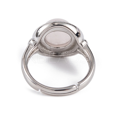 Natural Rose Quartz Round Adjustable Rings RJEW-K271-04P-09-1