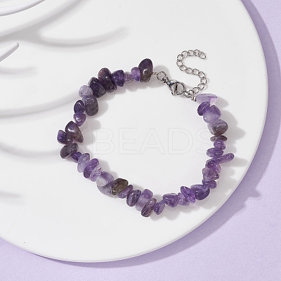 Natural Amethyst Chips Beaded Bracelet BJEW-JB09686-01-1