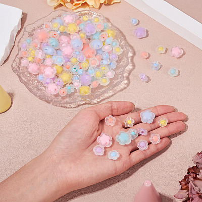 200Pcs 4 Styles Frosted Transparent Acrylic Beads OACR-TA0003-54-1