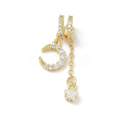 Brass Micro Pave Clear Cubic Zirconia Pendants CU-CBA9FFD-02G-1