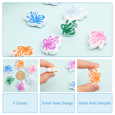 12Pcs 6 Colors Food Grade Eco-Friendly Silicone Focal Beads SIL-CA0001-52-1