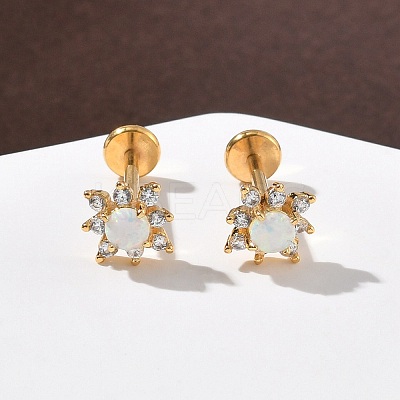 304 Stainless Steel Synthetic Opal Stud Earrings EJEW-B143-01G-07-1