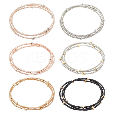 18Pcs 6 Colors Stainless Steel Satellite Chains Stretch Bracelets Set for Women BJEW-BC0001-27-1