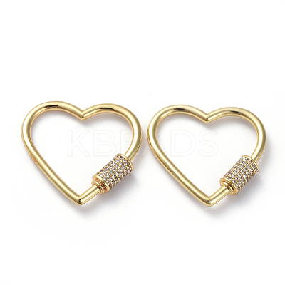 Brass Micro Pave Cubic Zirconia Screw Carabiner Lock Charms ZIRC-G160-16G-1