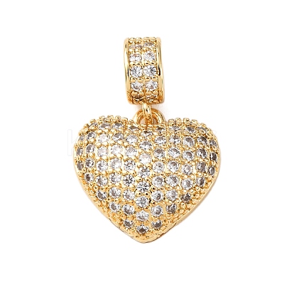 Brass Micro Pave Cubic Zirconia European Dangle Charms KK-K408-55G-1