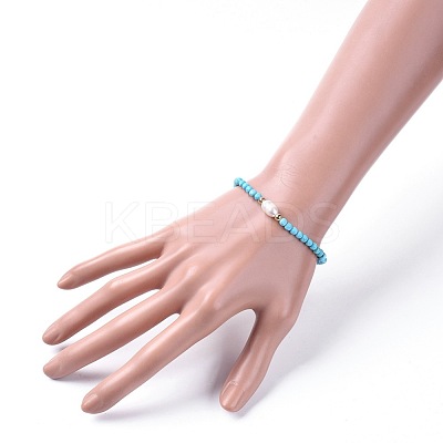 Synthetic Turquoise(Dyed) Beads Stretch Bracelets BJEW-JB04676-04-1