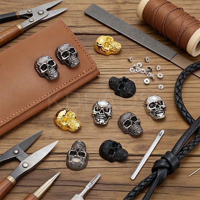16Pcs 4 Styles Halloween Skull Alloy Decorative Rivets DIY-DR0007-76-1