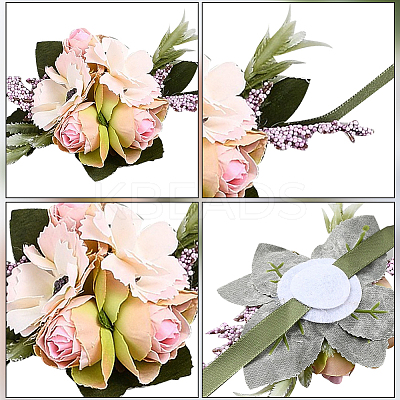 2Pcs 2 Style Silk Imitation Rose Corsage Boutonniere AJEW-CP0001-60-1