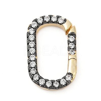 Brass Micro Pave Cubic Zirconia Spring Gate Rings KK-U062-49G-1