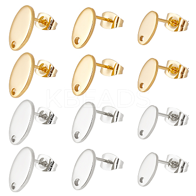 60Pcs 6 Style 201 Stainless Steel Stud Earring Findings EJEW-BBC0001-03-1
