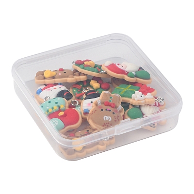 14Pcs 7 Styles Christmas Theme Opaque Resin Pendants FIND-FS0001-51-1