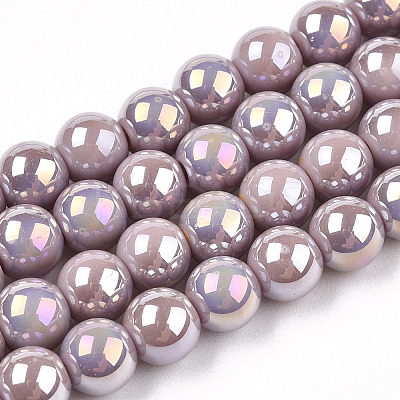 Electroplate Opaque Glass Beads Strands X-GLAA-T032-P6mm-AB07-1