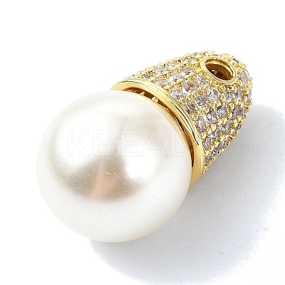 Rack Plating Brass Pave Clear Cubic Zirconia Beads KK-M282-38G-1