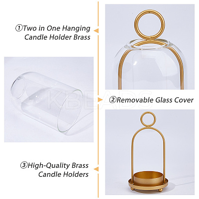Iron with Glass Shade Candle Holders AJEW-WH0609-968-1