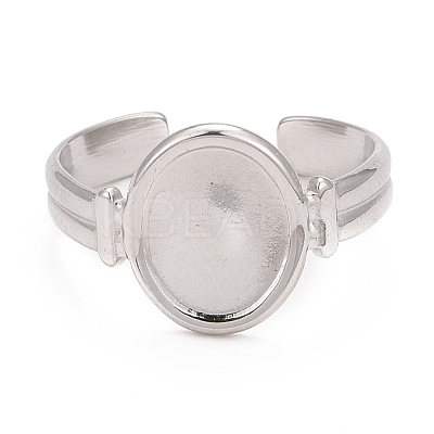 Non-Tarnish 304 Stainless Steel Oval Watch Shape Open Cuff Ring for Women RJEW-C025-04P-1