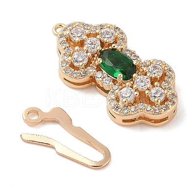 Brass Micro Pave Clear Cubic Zirconia Glass Hook and S-Hook Clasps KK-S388-24G-1