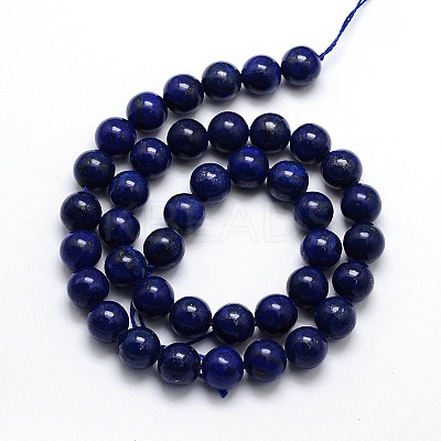 Dyed Natural Lapis Lazuli Round Beads Strands G-O047-06-6mm-1
