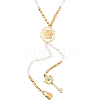 Imitation Pearl & Synthesis Shell Beaded Necklaces NJEW-A032-06G-02-1
