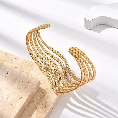 304 Stainless Steel Cuff Bangles BJEW-B108-12G-1