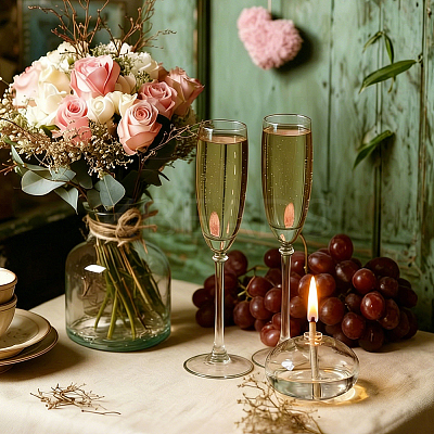 Transparent Glass Candle Holders with Candle Wick DIY-WH0308-996A-1