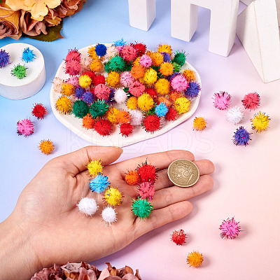 200Pcs 2 Styles Handmade DIY Doll Craft Pom Pom Yarn Pom Pom Balls AJEW-TA0002-18-1