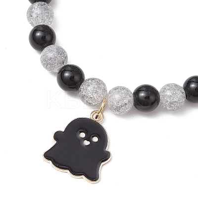 2Pcs Halloween Alloy Enamel Charm Bracelets BJEW-JB12106-1