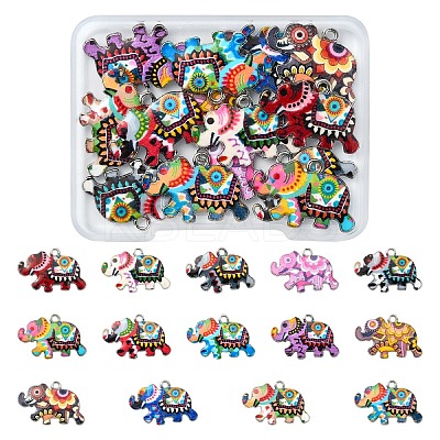14Pcs 14 Colors Alloy Enamel Pendants FIND-YW0006-24-1
