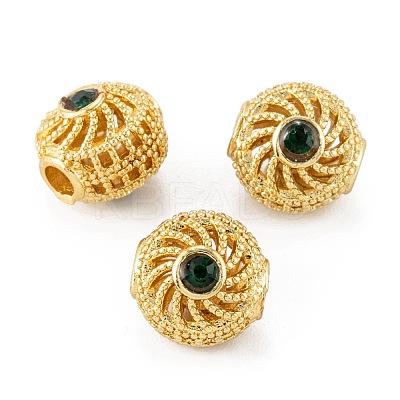 Brass Micro Pave Cubic Zirconia Beads ZIRC-P088-08G-1
