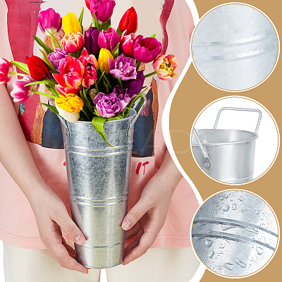 Galvanized Iron Flower Vase DIY-WH0899-461B-1