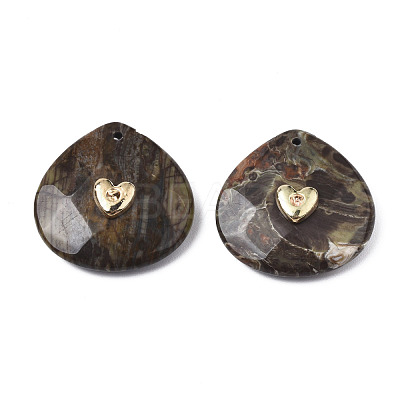 Natural Ocean Jasper Pendant Rhinestone Settings G-N326-131-07-1