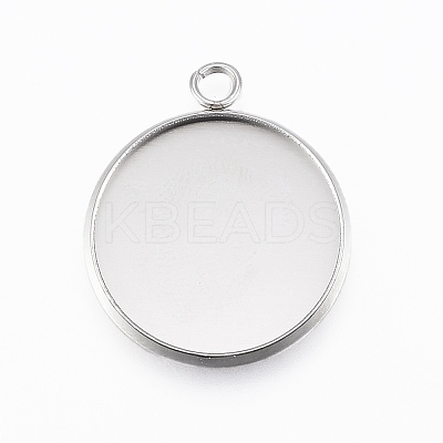 Non-Tarnish 304 Stainless Steel Pendant Cabochon Settings LS-X-STAS-E146-18P-20mm-1