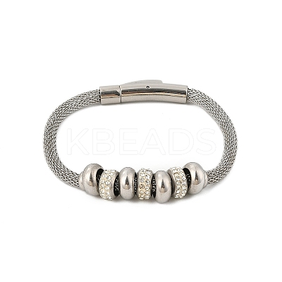 304 Stainless Steel Mesh Chain Bracetls for Women BJEW-Z087-16P-1