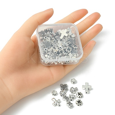 80Pcs 8 Style Tibetan Style Alloy Beads TIBEB-YW0001-15-1
