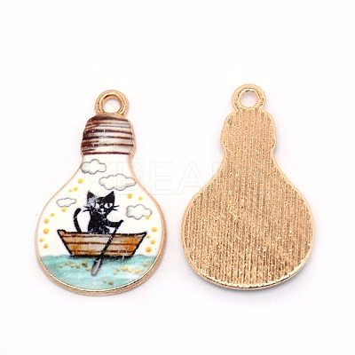 Japanese Style Print Alloy Enamel Pendants ENAM-N056-211A-RS-1