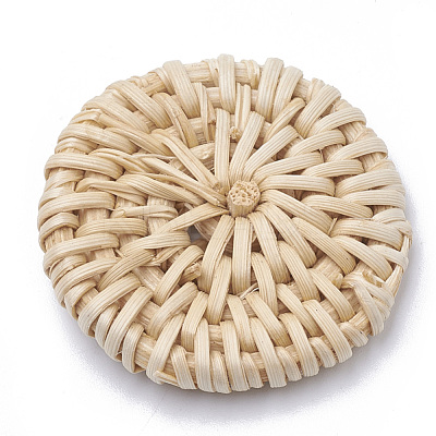 Handmade Reed Cane/Rattan Woven Beads WOVE-Q075-20-1