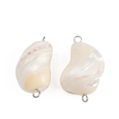 Natural Shell Nuggets Connector Charms STAS-D378-29P-1