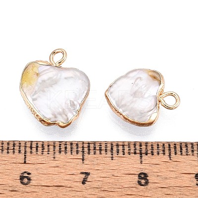 Electroplated Natural Keshi Pearl Heart Pendants PEAR-P004-25KCG-01-1
