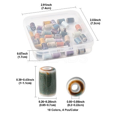 40Pcs 10 Colors Handmade Porcelain Beads PORC-FS0001-20-1