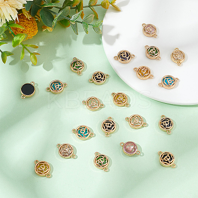 28pcs 7 colors Glass Connector Charms GLAA-AR0001-28-1